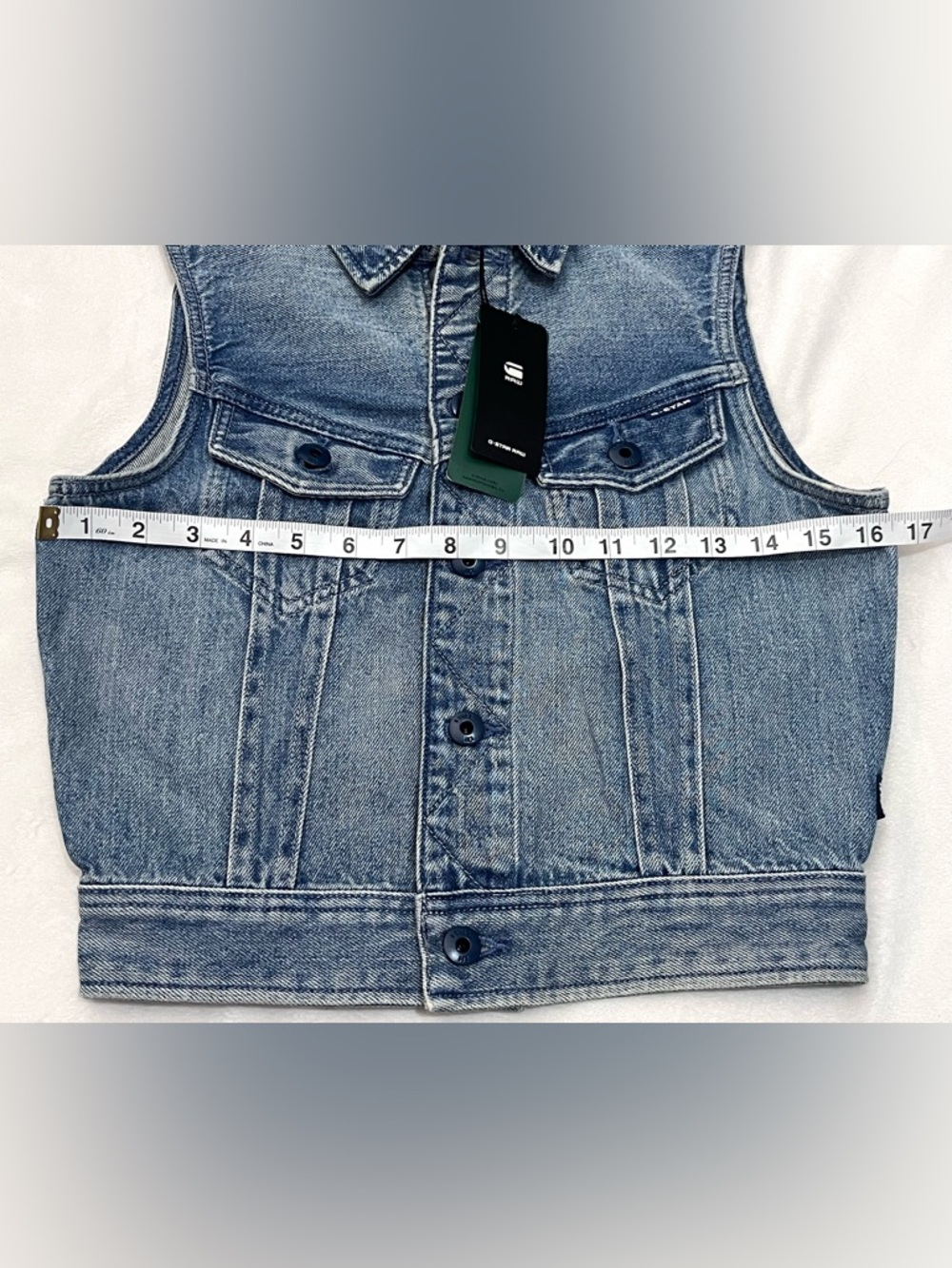 G-Star Raw Women’s Slim Sun Faded Air Force Light Blue Denim Vest w Pockets XS - Picture 13 of 16